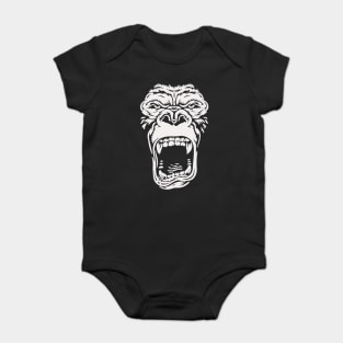 Wild Gorilla Face Minimal Black and White Baby Bodysuit